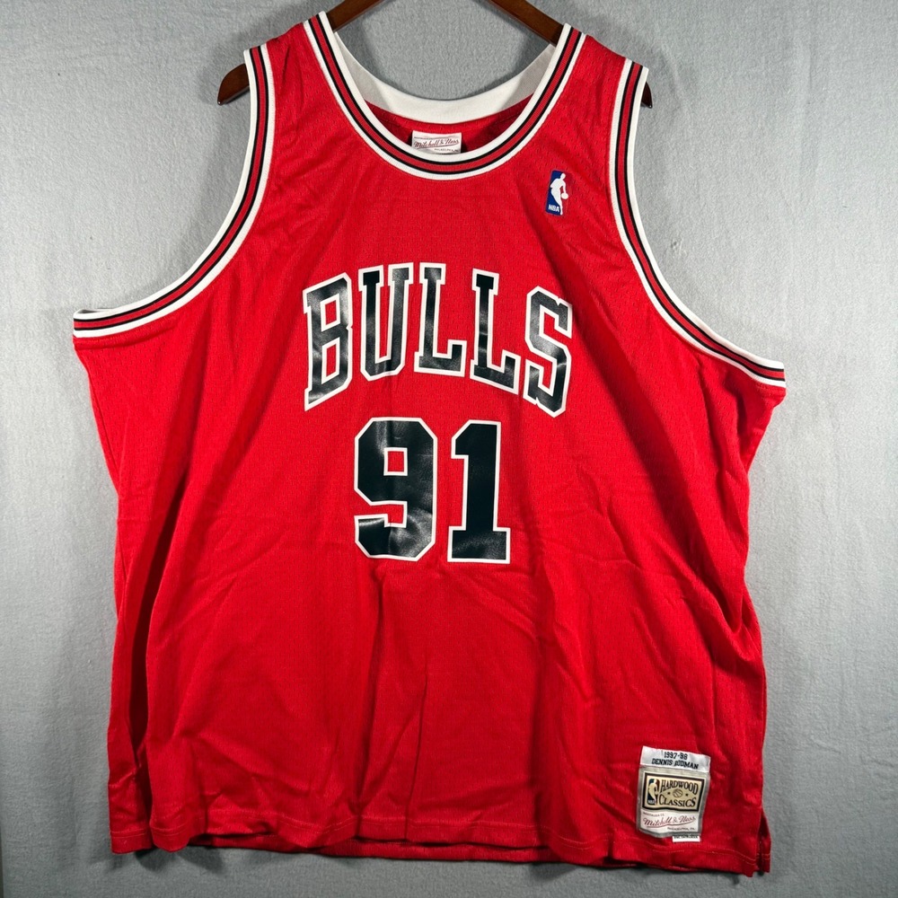 Mitchell & Ness Chicago Bulls Dennis Rodman 91 Jersey Red 1997-98 4XL NWOT